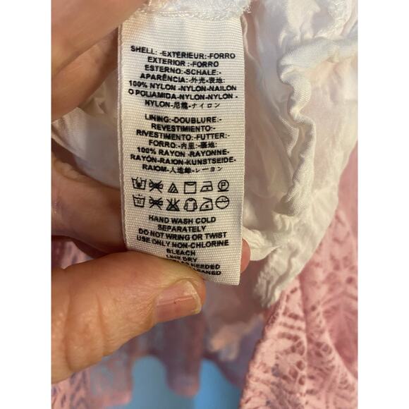 Free People sz 2 pink lace boho prairie knee length long sleeve dress - Picture 5 of 5